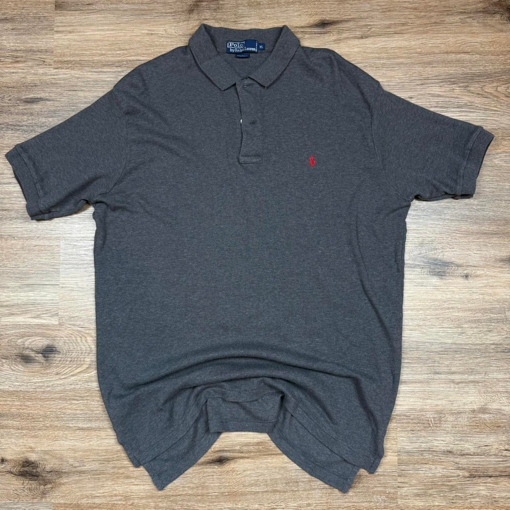vintage 2000s dark grey polo ralph lauren red pony polo